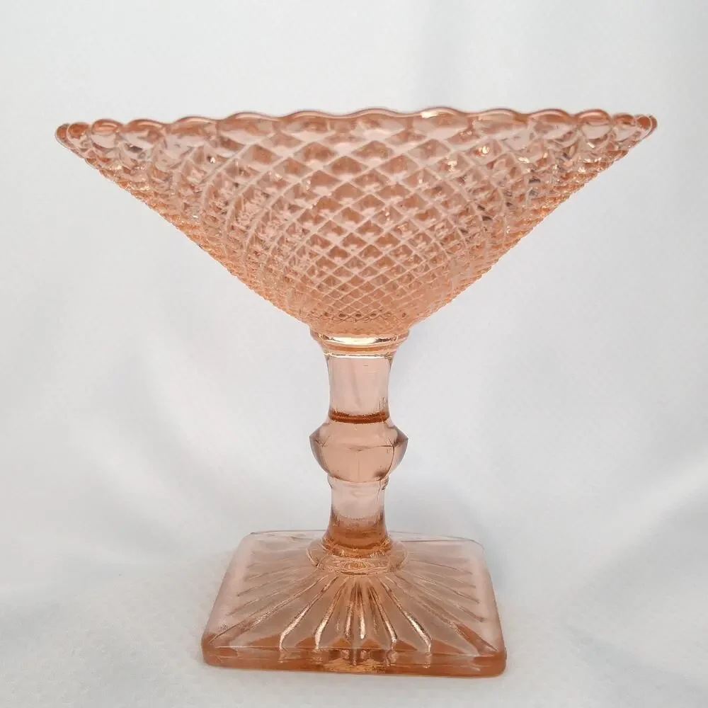 Anchor Hocking Pink Depression Glass Miss America Pedestal Candy Dish Vintage
